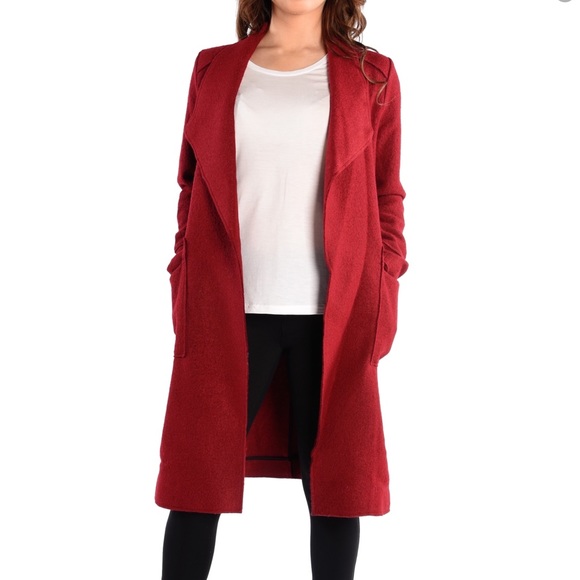 Dex red boiled wool coat, size xs - Picture 2 of 5